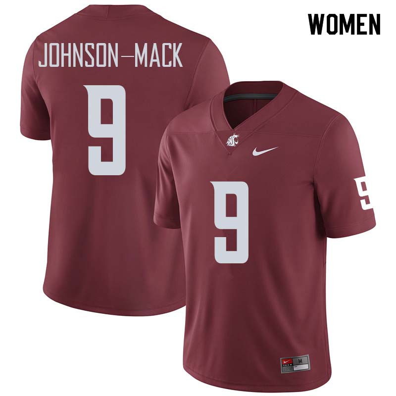 Women #9 Isaiah Johnson-Mack Washington State Cougars College Football Jerseys Sale-Crimson